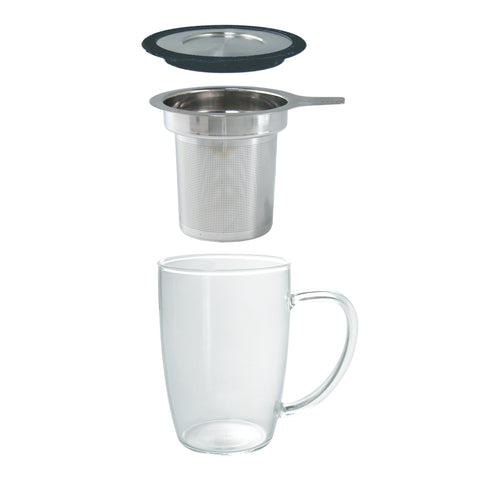 Forlife Glass Tea Mug with Infuser- Black