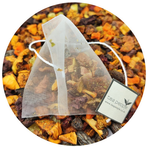 Moringa passion fruit tea pyramids with the goodness of Moringa and real fruit pieces