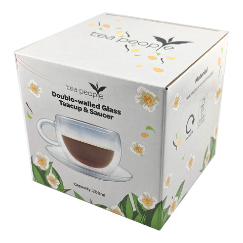 Double Walled Glass Tea Cup & Saucer