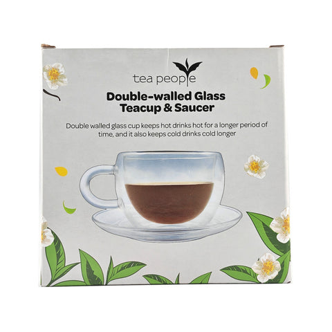 Double Walled Glass Tea Cup & Saucer