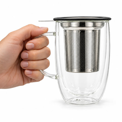 Double Walled Glass Tea Mug with Infuser