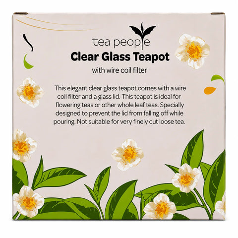 800ml Clear Glass teapot with wire coil filter