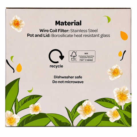 800ml Clear Glass teapot with wire coil filter