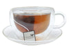 Double walled glass cup and saucer