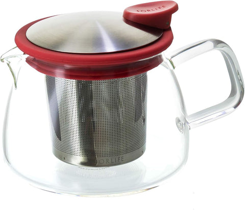 430ml Forlife Bell Glass Teapot - Red suitable for 1 person