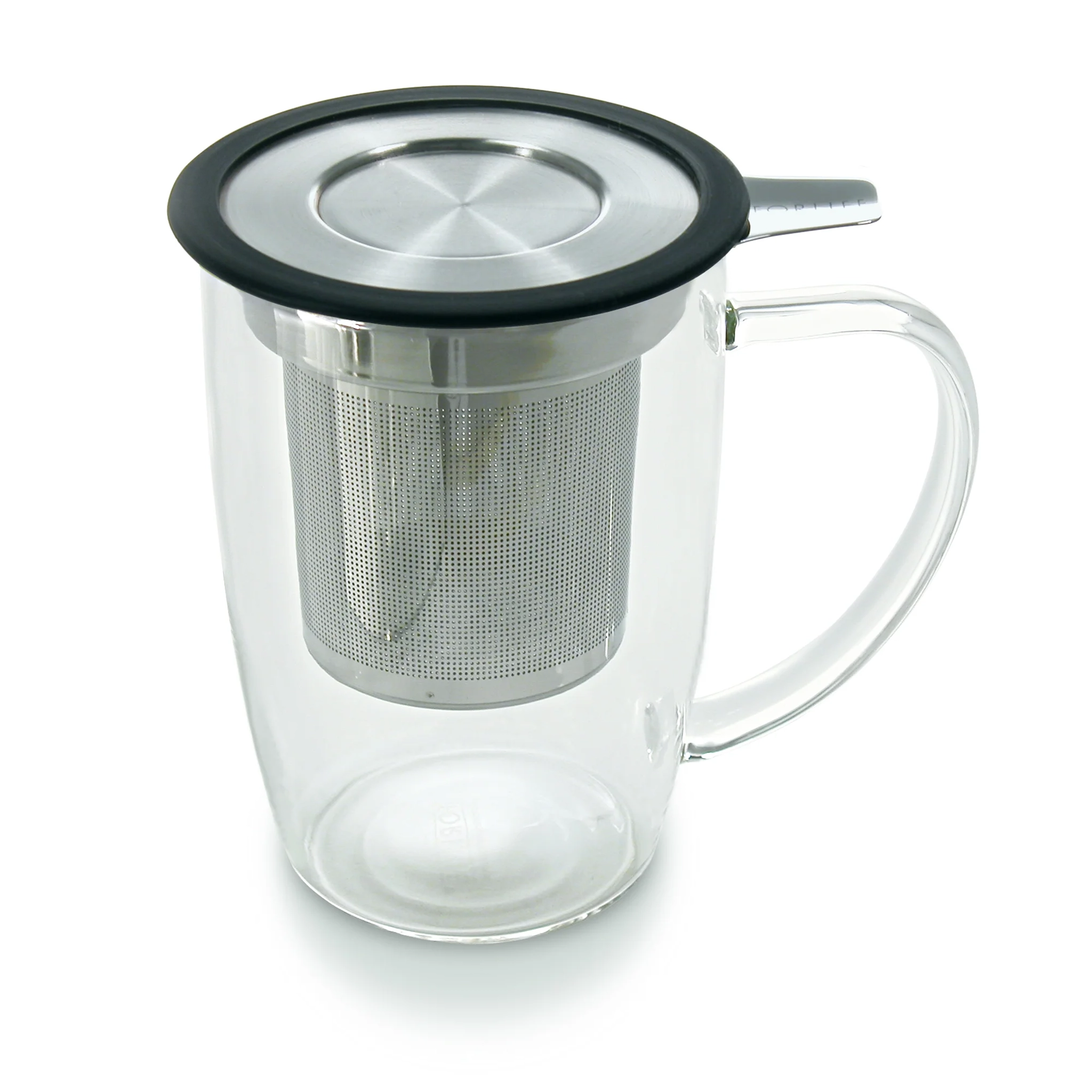 Forlife Glass Tea Mug with Infuser- Black