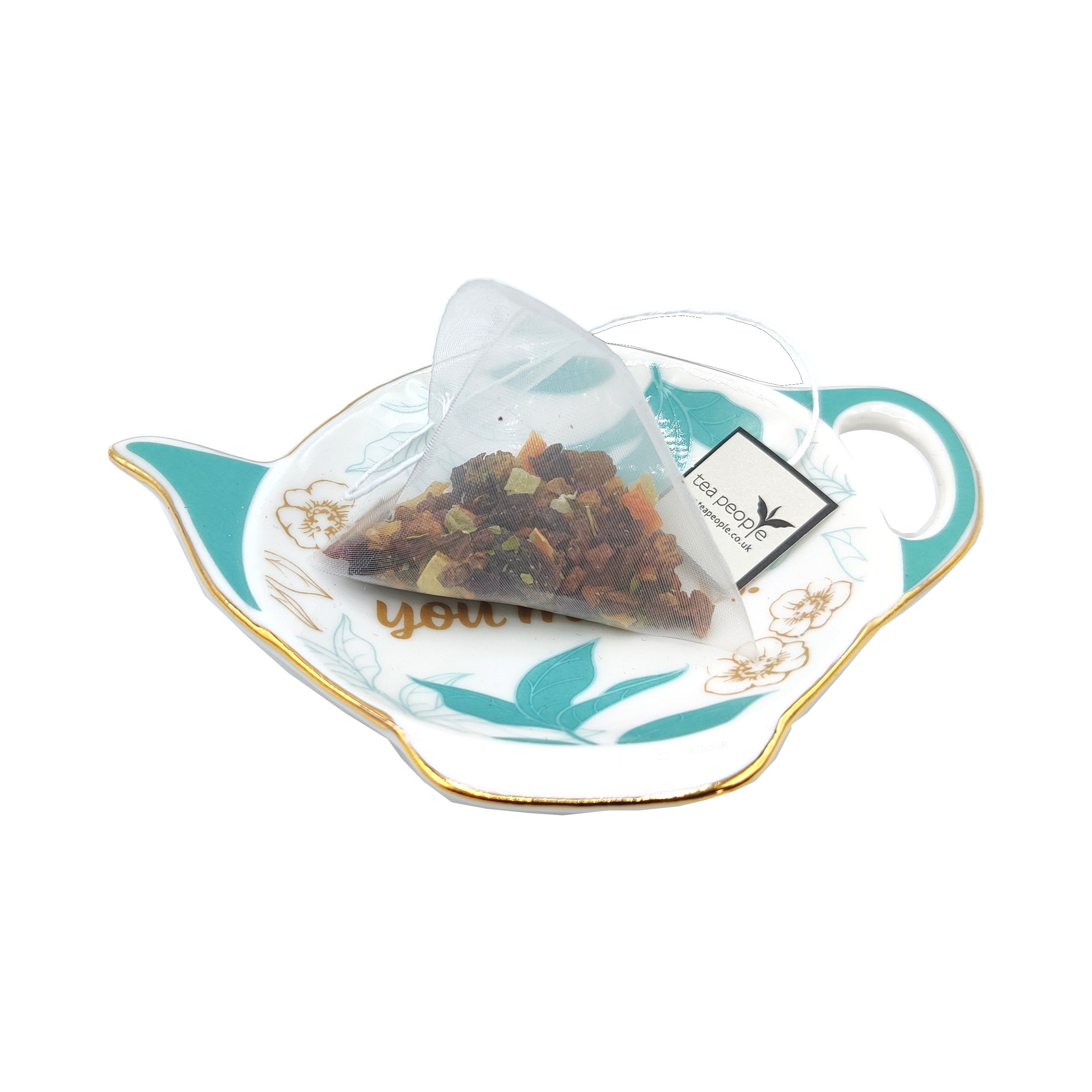 Gold Rimmed Tea Leaf Teabag Dish