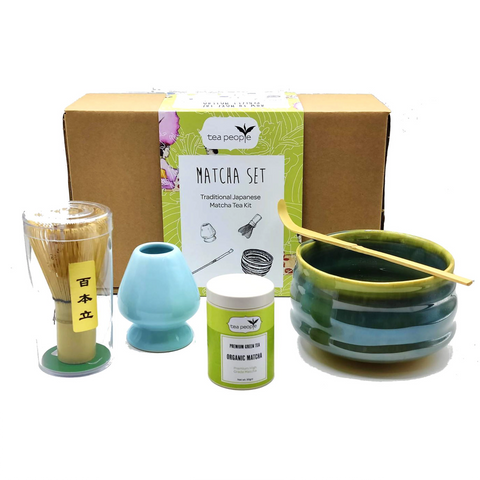 Matcha Tea Set - a traditional matcha kit consisting of chawan, chasen, chasaku, naoshi , matcha tea