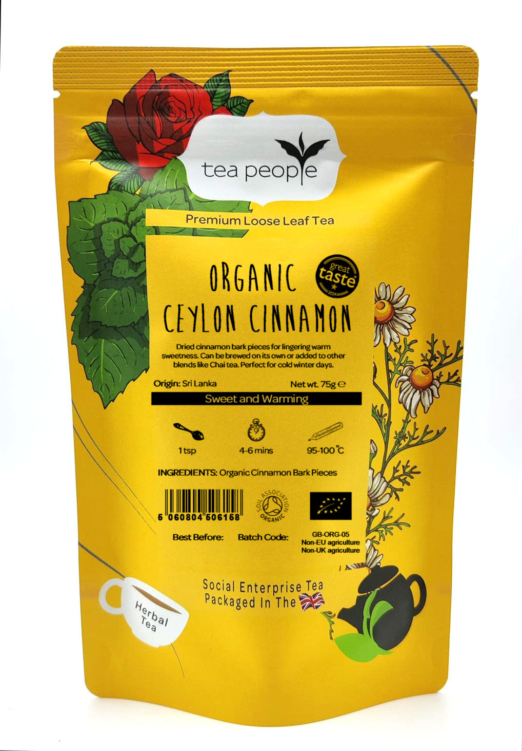 Soothing Organic Ceylon Cinnamon Tea, 75g