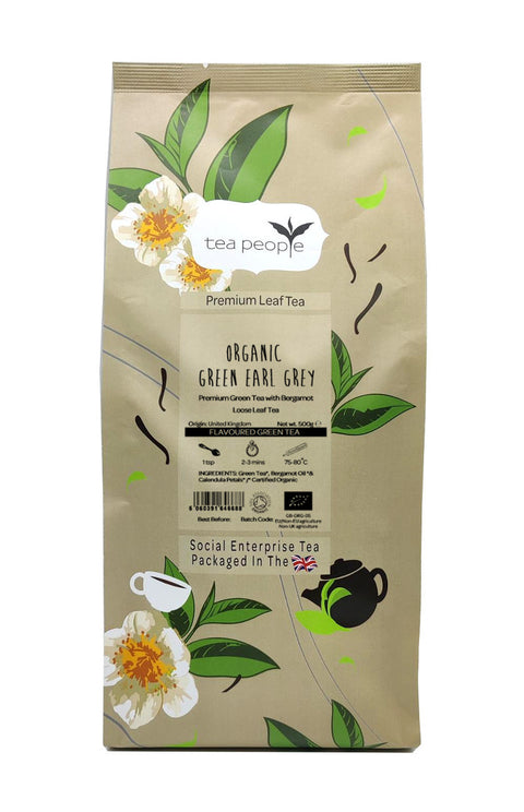 Premium Organic Earl Grey Loose Green Tea, 500g Pack