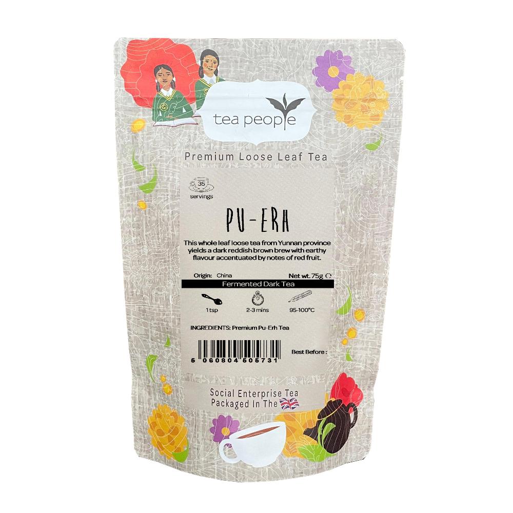 Premium Pu-erh loose leaf tea in a 75g retail pack