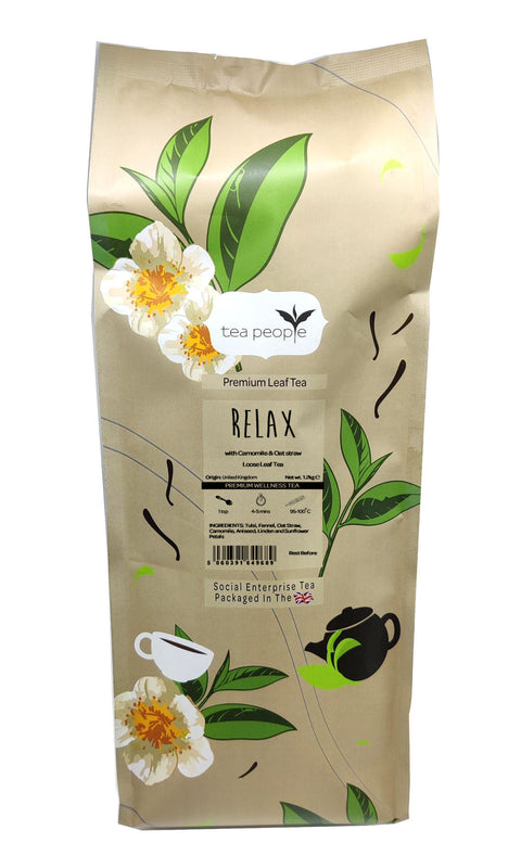 Loose Relax Tea, 1.2kg pack, crafted for ultimate tranquility with chamomile and oat straw infusion