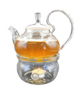  Stylish clear glass tea warmer with high quality stainless steel