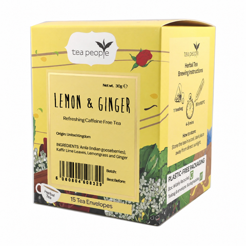 Lemon and Ginger - Herbal Tea Envelopes — box of 15 individually wrapped tea envelopes