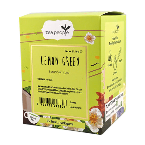 Lemon Green - Tea Envelopes — box of 15 individually wrapped tea envelopes