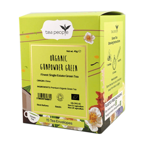 Organic Gunpowder Green - Tea Envelopes — box of 15 individually wrapped tea envelopes