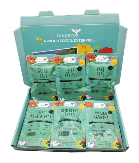 A curated collection of 6 taster packs featuring the finest black loose leaf teas