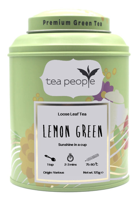 Refreshing lemon loose green tea in a 125g taster pack