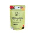 Lemon loose green tea in a small taster pack with yellow liquor and zesty flavour