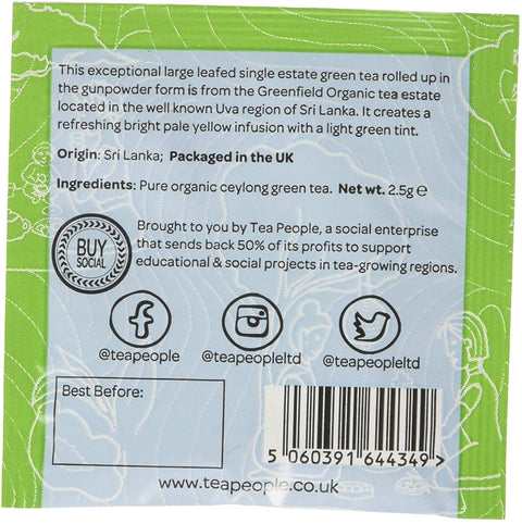 Organic gunpowder green tea envelope from Sri Lanka
