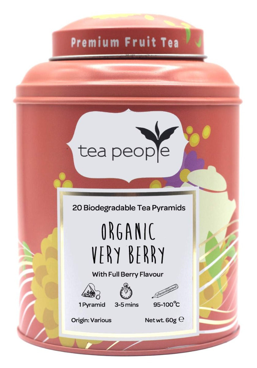 Pyramid Tea Caddy Organic Very Berry – Fruit Tea Pyramids – Tea People