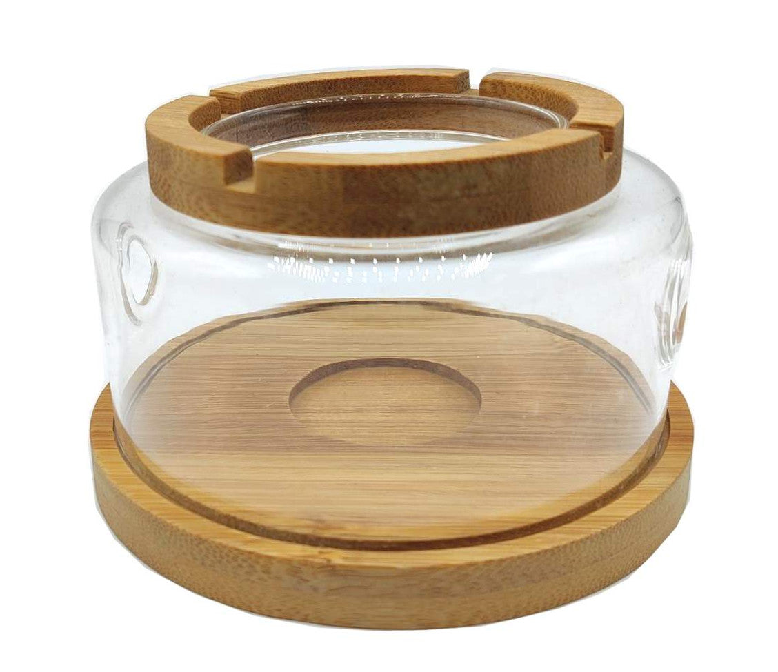 Glass Tea Warmer with Bamboo base and top